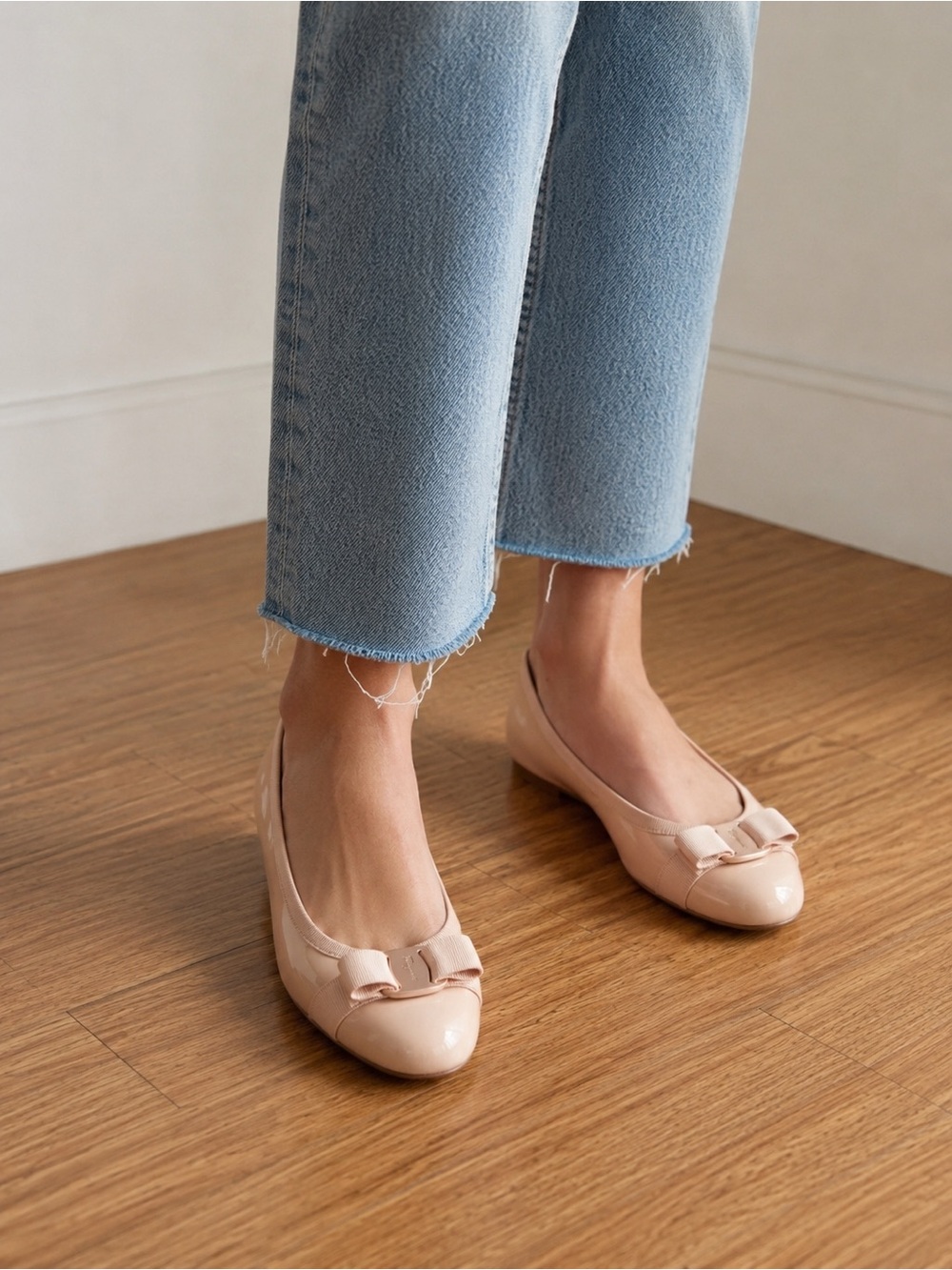 🩰 Salvatore Ferragamo Varina Blush Patent Leather Ballet Flats 6B 🩰